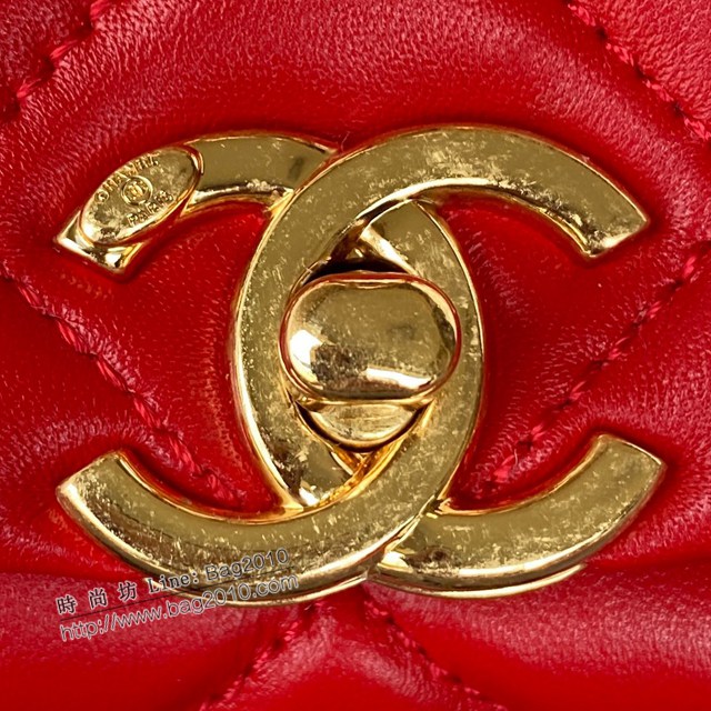 Chanel專櫃22A新款經典菱格口蓋包 AS3365小號 香奈兒粗曠金色鏈子潤飾手袋小羊皮女包 djc5106